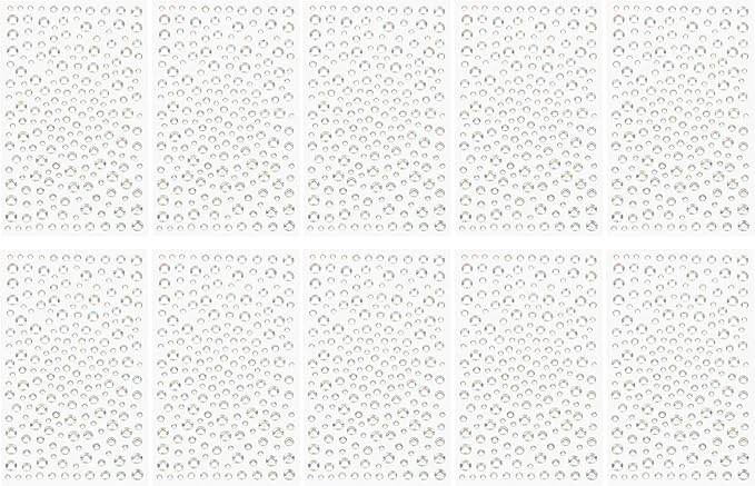 PATIKIL 2090 Pcs Acrylic Gem Sticker, 4 Size 3/4/5/6mm Self Adhesive Rhinestones Face Gem Stones Bling Jewelry for Nail Art Craft Clothes DIY Makeup Decoration Party, AB White