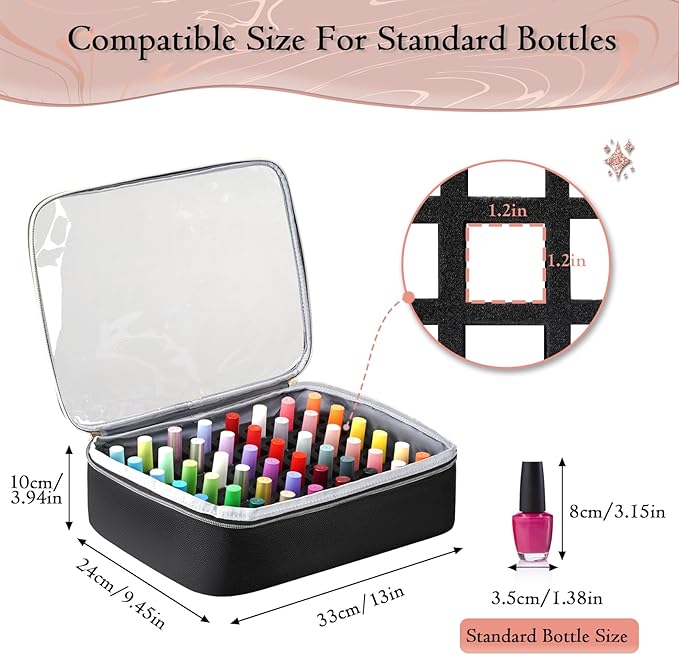 YOREPEK Extra Large Nail Polish Organizer Case Holds 96 to 100+ Bottles (15ml/0.5 fl.oz) UV lamp, Gel Polish Travel Case Bag with 2 Removable Pouches Fits Nail Suppiles, Manicurist Nail Tech Gifts