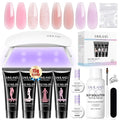 SAVILAND Poly Gel Nail Kit for Starter: 4 Poly Gel Nail Colors 28 Day Long Wear Ultra-Hard with Slip Solution, Fast & Easy Extension Nail Kit with Nail Lamp All-in-1 for Beginner DIY Art Home Salon
