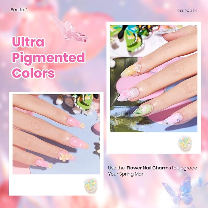Beetles Gel Nail Polish Set - 28 Pcs Pastel Pink Yellow Green Blue Glitter Macaron Color Gel Polish Set Fluttered Eden Soak Off Nail Polish UV LED Nails Art Valentines Gifts for Women Girl