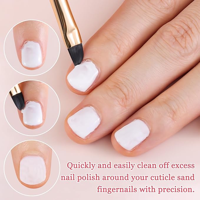 3PCS Nail Clean Up Brushes for OPI Nail Polish Remover, Brushes for Cleaning Polish Mistakes on the Cuticles, Acetone Resistant Nail Brushes for Nail Art and Designs（Jade Pink NEW）