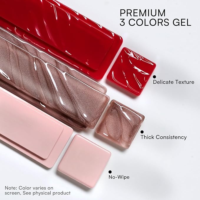 Makartt 5-in-1 Nail Art Gel: ColorPot 3 Colors Gel Nail Polish No Wipe with Nail Stamp for Stamping, French Tips, Ombre, Painting, 3d Micro-Sculpting with Silicone Head for Diy Nails at Home Salon