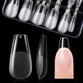 Gelike ec Medium Coffin Nail Tips: Soft Gel Tips Coffin Shaped Full Cover Gel Nails Pre Etched - PMMA Resin Clear False Nails Strong Press on Nails 120PCS 12 Sizes, Medium Coffin