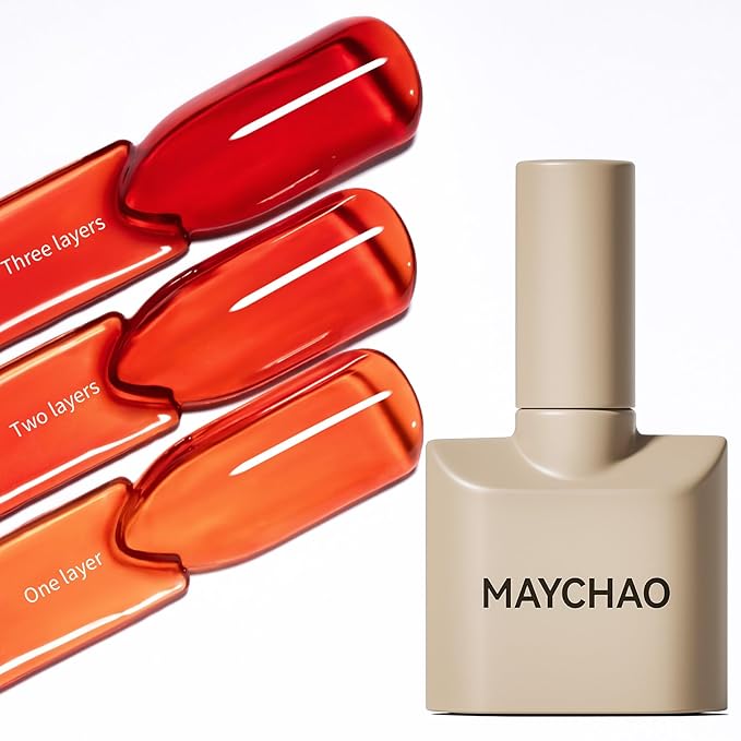 MAYCHAO 15ML Jelly Capsicum Red Gel Nail Polish 1Pc Transparent Chili Oil Red Gel Polish Soak Off UV LED Transparent Nail Polish Nail Art Starter Manicure Salon DIY at Home, 0.5 OZ