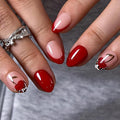 CurvLife Soft Gel Alomond Press On Nails, Long-Lasting Reusable Fake Nails Kit with Glue & Tabs, 30pcs Salon-Quality Stick On Nails for Women At-Home Manicure (Cherry Wild)