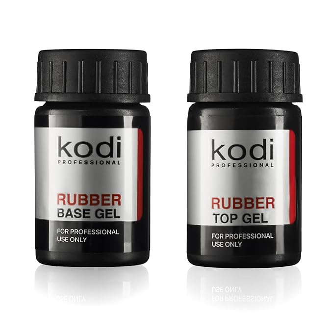 Professional Rubber Top & Base Gel Set By Kodi | 14ml 0.49 oz | Soak Off, Polish Fingernails Coat Kit | For Long Lasting Nails Layer | Easy To Use, Non-Toxic & Scentless | Cure Under LED Or UV Lamp