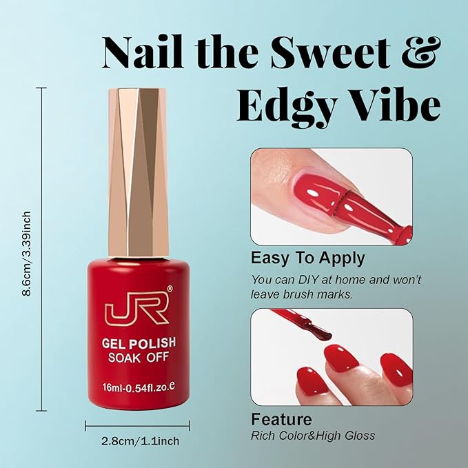 JR Blue Gel Nail Polish Set, 16ml Full Size Bottle 6 Colors Blue 9D Cateye Glitter Nail Gel Polish Gift Soak Off Led Nail Art Kit Salon DIY Colorful Bottle I
