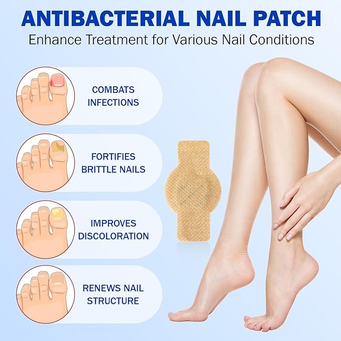 21 PCS Nail Patches ，Toenail Treatment Patch Extra Strength 8-Hour ，Nail Repair Patches,,Nail Repair for Restores Damaged Nails and Appearance of Discolored，Overnight Renewal for Men and Women
