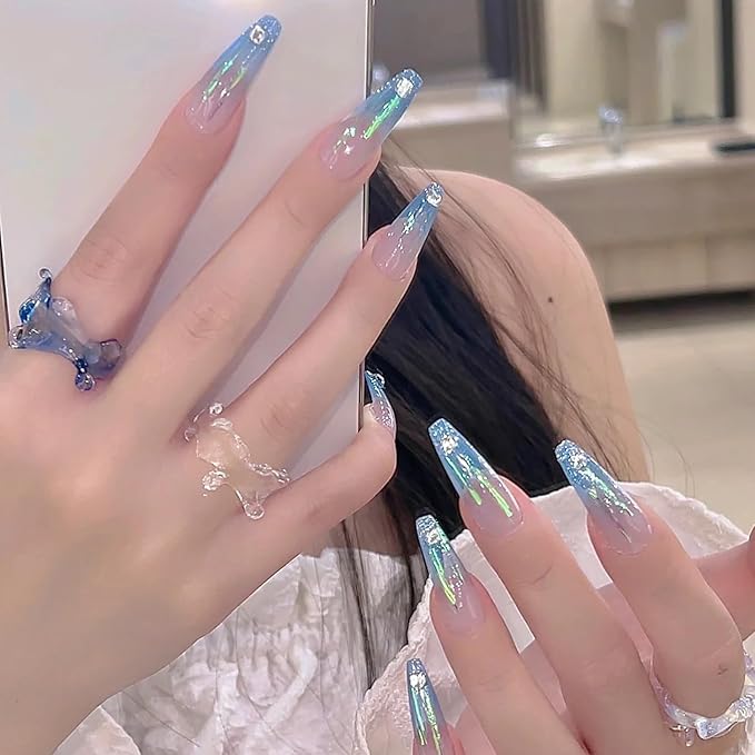 SILPECWEE 12 Boxes Glass Nail Foil Cellophane Aurora Nail Art Foil Sheets Glass Paper Laser Nail Stickers Iridescent Nail Designs Stickers Holographic Nail Film 3D Nail Decoration
