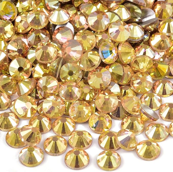 Blinginbox 1440 Pieces SS20/4.6-4.8mm Flat Back Crystal Rhinestones Round Gems for Nail Art,Sunshine
