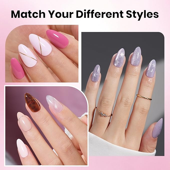 Beetles Gel Nail Kit Etch-X, Almond Short, 288pcs 12 Sizes Nail tips, 3Pcs 15ml HEMA-Free Nail Glue Top Coat & Base Gel Set, for Acrylic and Clear Press On Nail, Long Lasting Extension DIY Set at Home