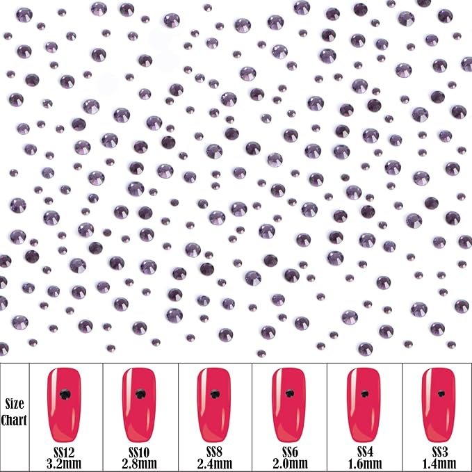 8000pcs Hotfix Rhinestones Flatback,Rhinestones for Crafts Clothes Mixed 6 Sizes, Hotfix Crystals with Wax Pencil Kit, SS3-SS12,Tazanite
