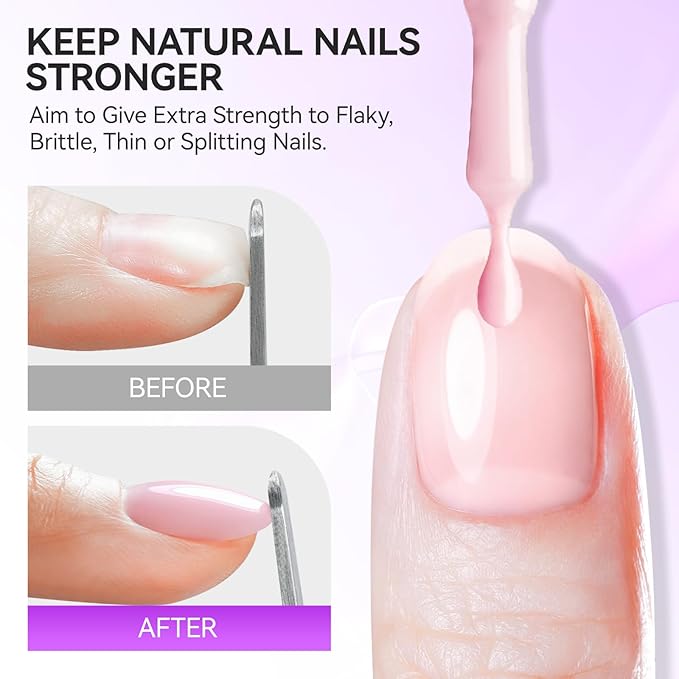 Gelike EC Pro Nail Glue & Strengthener: Nude 6-in-1 Nail Adhesive for Repair - Strengthening & Protein Repair - Perfect for Home & Salon Use 11546 - UV Needed