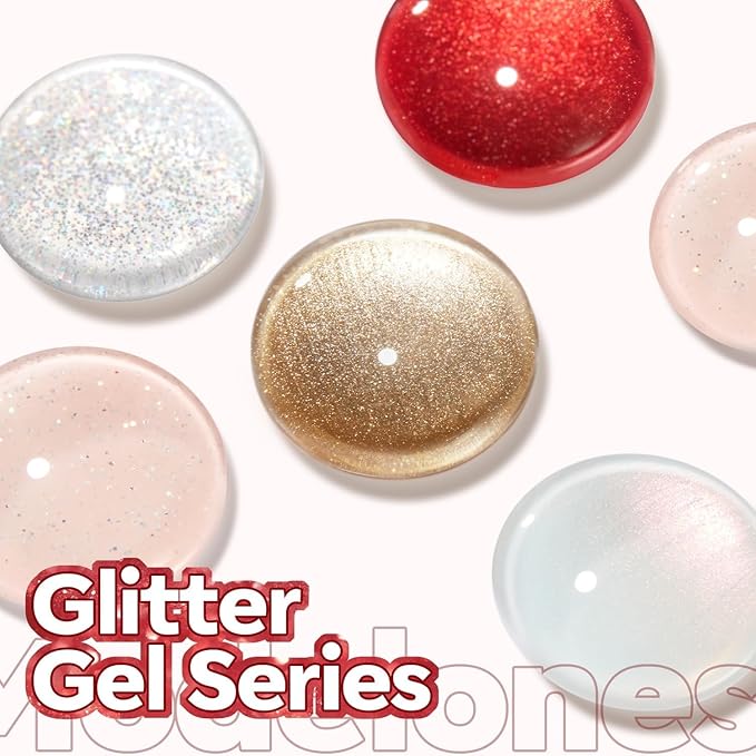 modelones Glitter Gel Nail Polish Pastel Red Gel Nail Polish Soak-Off UV Gel Polish - 28+ Days Long-Lasting Salon-Quality Nail Art DIY Manicure & Gift 15ML