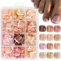 288pcs Press On Toenails Short Square Fake Toe Nails White French Tip False Toenails 12 Color Full Cover Acrylic Glossy Glue On Toe Nail for Women Manicure 12 packs