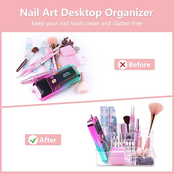 Nail Drill Holder & 28 Holes Nail Drill Bits Holder, Transparent Acrylic Nail Drill Machine Storage Box, Professional Nail Drill Organizer Case for Manicure tools