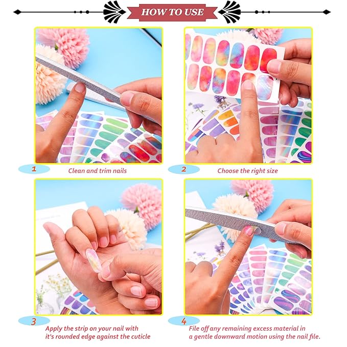 JERCLITY 12 Sheets Glow in The Dark Full Wrap Nail Polish Strips Stickers Luminous Fluorescent Bright Color Nail Decal Strips Self-Adhesive Nail DIY Decoration Kit with Nail File for Women Girls