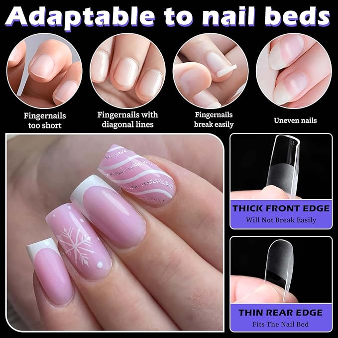 240pc Medium Gel Nail Tips Square Fake Nails Clear Press ons Nail, Medium Square Nails Tips Acrylic Nails Extension Soft Gel Nails Tip Full Cover False Nail Clear Artficial Fingernail