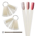 Beauticom Nail Tip Display Palette Board for Nail Art Design Pattern Practice and Swatch Nail Polish Colors (50 Tips Chart Fan (Natural), 2 Packs)