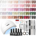 Vishine UV LED Nail Lamp Gel Nail Polish Kit, 36Pcs Jelly Translucent Natural Color Gel Base and Matte & Glossy Top Coat Soak Off DIY Art Manicure All-In-One Nail gel Kit