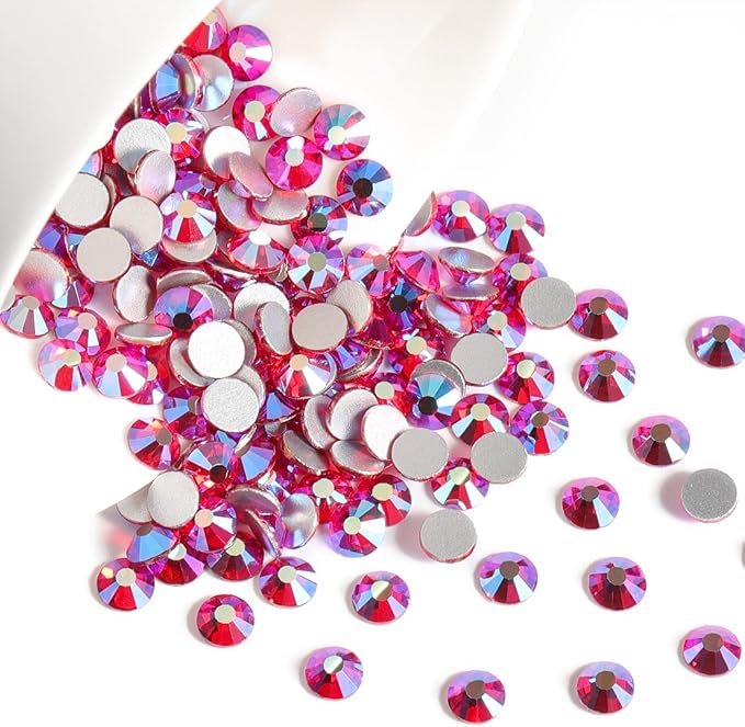 Beadsland 576pcs Flat Back Crystal Rhinestones Round Gems for Nail Art and Craft Glue Fix, Light Siam AB, SS30,6.3-6.5mm