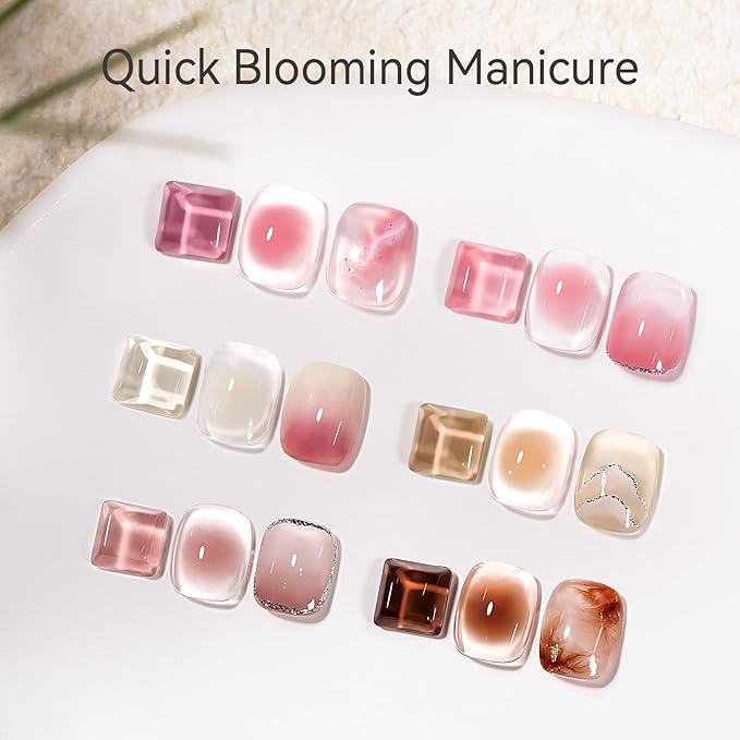 MAYCHAO 15ml Clear Blooming Gel Nail Polish, UV LED Blossom Gel Polish for Spreading Effect Marble Floral Print Watercolor Nail Art Design for Home Nail DIY Manicure, 0.5 Fl Oz