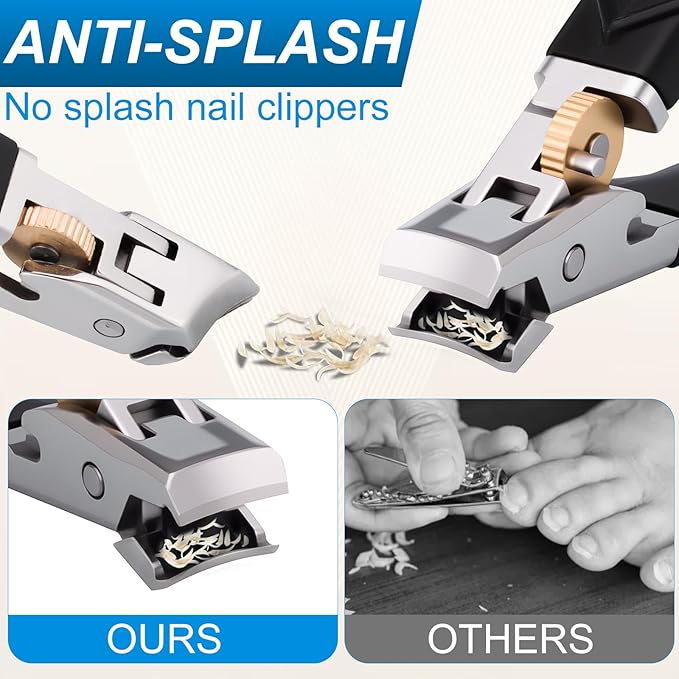 Toe Nail Clippers,Toenail Clippers for Thick Toenails, 180° Wide Jaw Heavy Duty Ingrown Toenail Clippers Nail Cutters, Ultra Sharp Slanted Nail Clippers with Long Handle (1set)