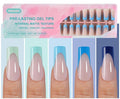 Misssix French Gel Nail Tips, 150Pcs Blue French Tip Press on Nails Long Square, No Need to File Tips Pre-lasting, Fake Nails for Nail Art DIY 15 Sizes