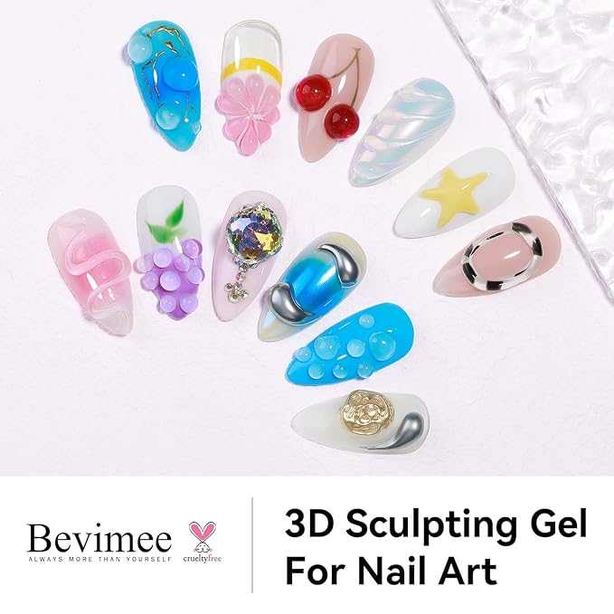 3D Nail Gel, Clear Sculpting Gel for Nail Art No Wipe Molding Gels For Nails, Easy To Sculpture Gels for 5D Nail Design, Nail Charm, Liner, Drawing, Embossing Nail Decoration DIY Manicure