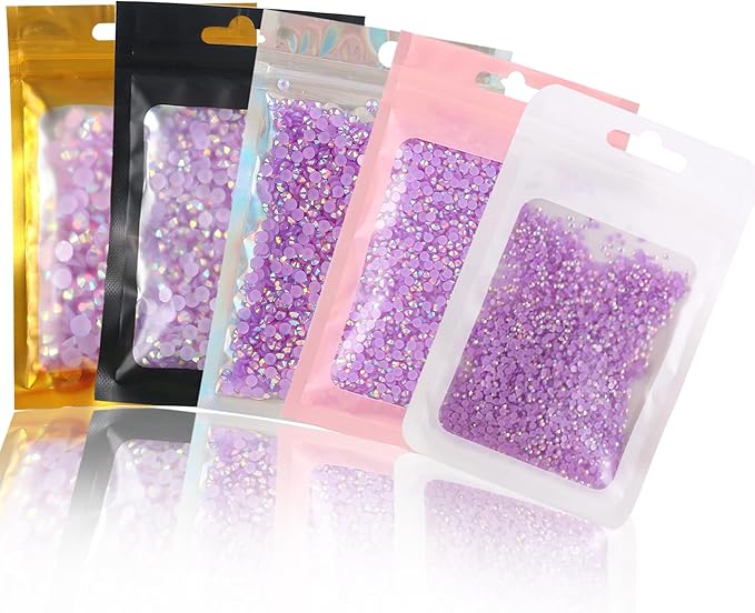 2mm 3mm 4mm 5mm 6mm 5 Packs Chalk White Resin Rhinestone,Flat Back Jelly AB Resin Rhinestones Loose Bling Glitter Diamond Stone for Nails, Tumblers, Mugs, Bottles, Craft Decoration