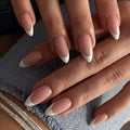 SAVILAND Press On Nails French Tip: 4-In-1 French Gel Nail Tips Pre-Building Medium Almond French Press On Nails 15 Sizes Full Cover Tips for Nails Soak Off Acrylic Fake Nails Extensions Nail Art DIY