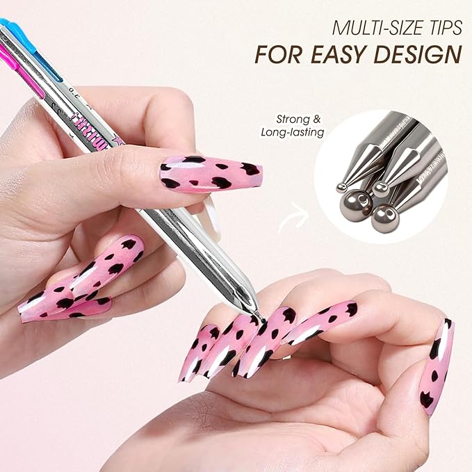 Nail Dotting Pen in Ballpoint Pen Design, Tiny Paint Brushes Liner Brush for Nails Gel, Uv Gel, Rhinestone Precision Tools for Manicure DIY,YGJ-010