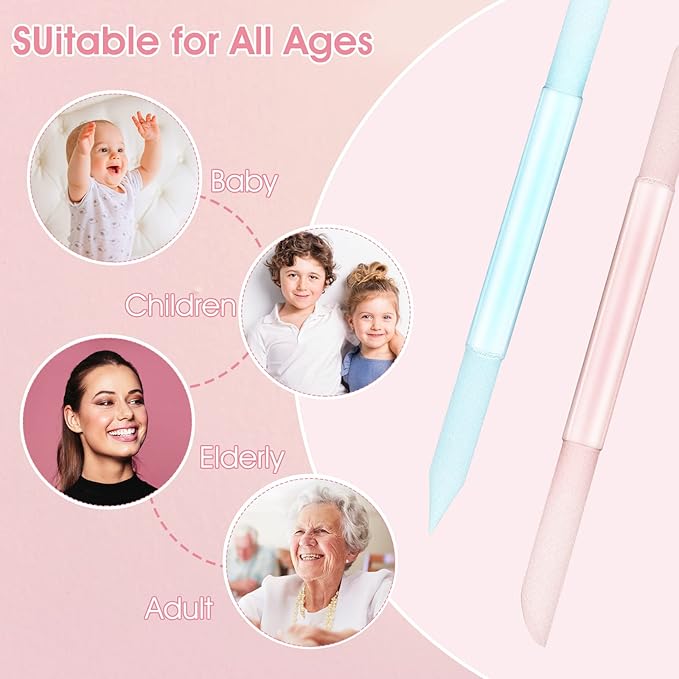 Sibba 2 PCS Nail Cuticle Pusher Glass Cuticle Remover Stick Trimmer Reusable Dual-Ended Manicure Stick, Pedicure Fingertip File Precision Filing & Abrasive Surface for Nail Care Polishing (Pink,Blue)