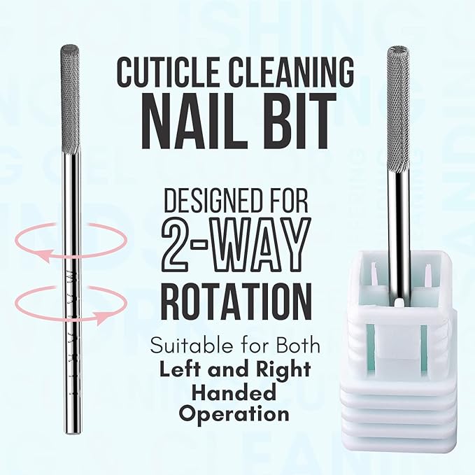 Makartt Cuticle Nail Drill Bit - Safety Tungsten Carbide Cuticle Remover Drill Bit Needle Bit Under Nail Cleaner Dead Skin Nail Prepare 3/32'' for Electric Nail File Nail Buffer Bit-3XF (Silver,Fine)