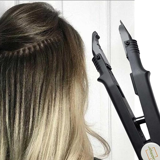 Professional Hair Extension Iron Fast Heat-up Fusion Connector Bonding Tool for Salon Adjustable Temperature Control U Tip Human Hair Extensions Keratin Glue Black