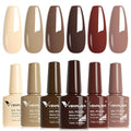 VENALISA Brown Gel Nail Polish Set - 6 Colors Fall Winter Skin Tones Neutral Nude Brown Gel Polish Kit for Salon Nail Art DIY at Home Manicure