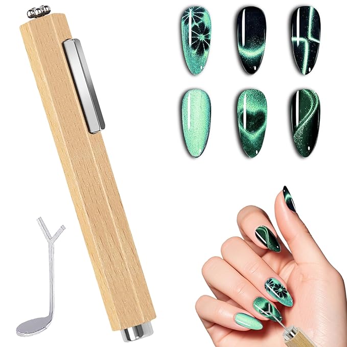 3 in 1 Nail Magnet with Heart Shaped Cat-Eye Tool, Multifunctional Cat Eye Gel Nail Polish Magnet Pen, 3D Magnetic Nail Polish Stick for Home DIY, Salon, Studio, Nail Art Design Tools