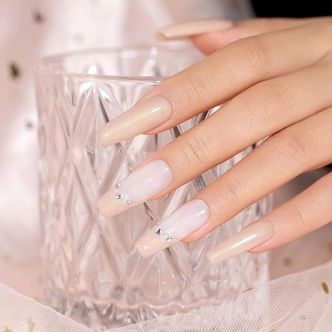 RARJSM Glitter Rubber Base Gel Nail Polish Nude Apricot Pink Rubber Base for Nails Gold Shimmer Brush on Quick Extend Builder Hard Gel Soak Off Curing Requires 15ml Salon Home French Manicure