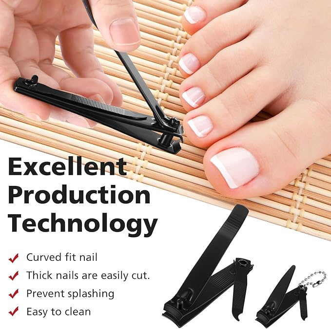 Bememo 12 Pieces Stainless Nail Clippers Set Fingernail and Toenail Clippers Nail Cutter Tool Set for Men and Women(Black)
