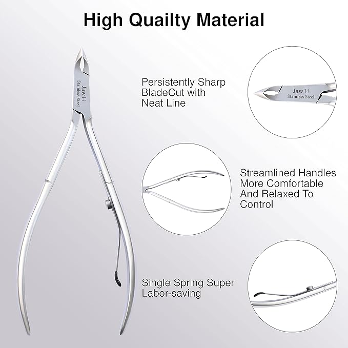 UM Supplies Cuticle Trimmer | Hangnail Remover | Extremely Sharp | Professional Cuticle Nippers | Stainless Steel | Cuticle clippers | Pedicure Manicure Tool (jaw 14) 5mm