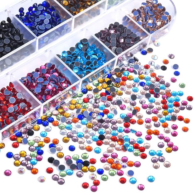 Blinginbox 4000pcs SS10 Mixed Size Hotfix Flat Back Rhinestones Applicator Tool, Glass Round Rhinestones, Art Deco Style, Easy to Use, Ideal for DIY Decorating