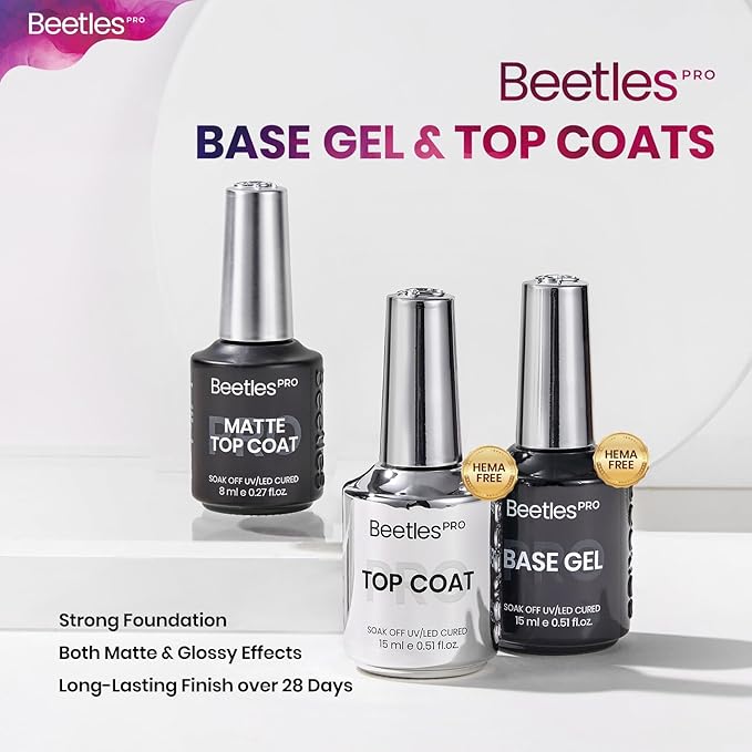 Beetles PRO Gel Polish Kit – Almost Okay Collection, 18 Colors 15ml Valentines Salon Polish Set with Base Coat, Glossy & Matte Top Coats, 6 Painting Gel For Nails Tools, UV Nail Lamp Cure Needed