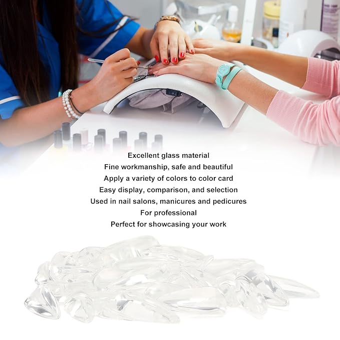 Transparent Glass Nail Polish Color Card,50Pcs Nail Gel Polish Display Tips Nail Practice Card DIY Manicure Tool Accessories Pointed Almond Shape