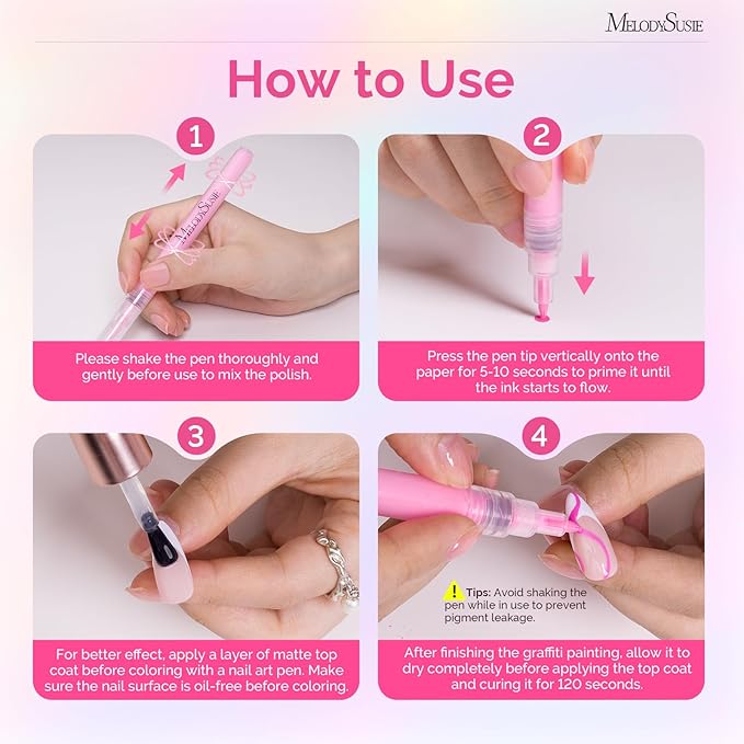 MelodySusie Nail Art Pens Set, 24 Colors 0.7MM Nail Polish Pens for Nail Art, Nail Dotting Tool, Drawing Pen for Nail Design, Manicure Nail Pens for Salon and DIY at Home