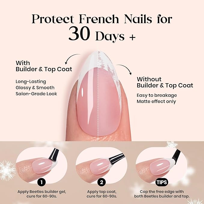 Beetles X Press Red French Tip Press On Nails | 5 Colors Valentine Press On Nails Short Square | 16 Sizes 160 Pcs Natural Salon Quality Soft Gel Nail
