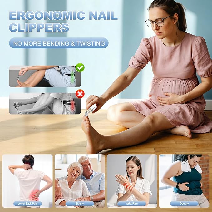 Upgraded Senior-Friendly Heavy-Duty Toenail Clipper, Large-Size Angled Toenail Clipper for Men, Seven-Angle Curved Nail Clippers, Heavy-Duty Wide-Blade Ingrown Toenail Specific Nail Clipper.