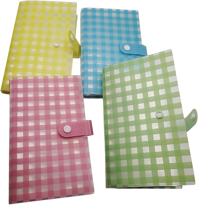 4 PCS 120 Slots (2.3×3.5") Nail Art Sticker Storage Books, Empty Collection Album for DIY Stickers,Artistic Decals Display Set Transparent Photo Book - Plaid