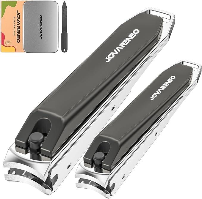 Nail Clipper Set,Premium Stainless Steel Fingernail and Toenail Clipper Cutters with Nail File and Catcher, Sharp Effortless Nail Clippers Tools for Men & Women