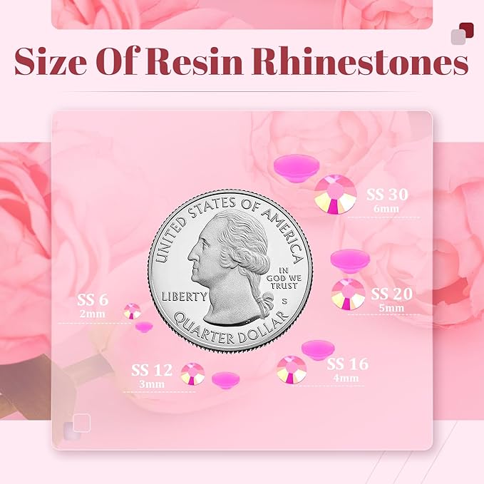 6000PCS 4mm Resin Jelly Rhinestones in Bulk (Hot Pink AB), Bedazzling Flatback Crystals Rhinestones for Crafting DIY Nail Decoration, Gems Diomand Charms for Tumbler Shoes Clothing Fabric