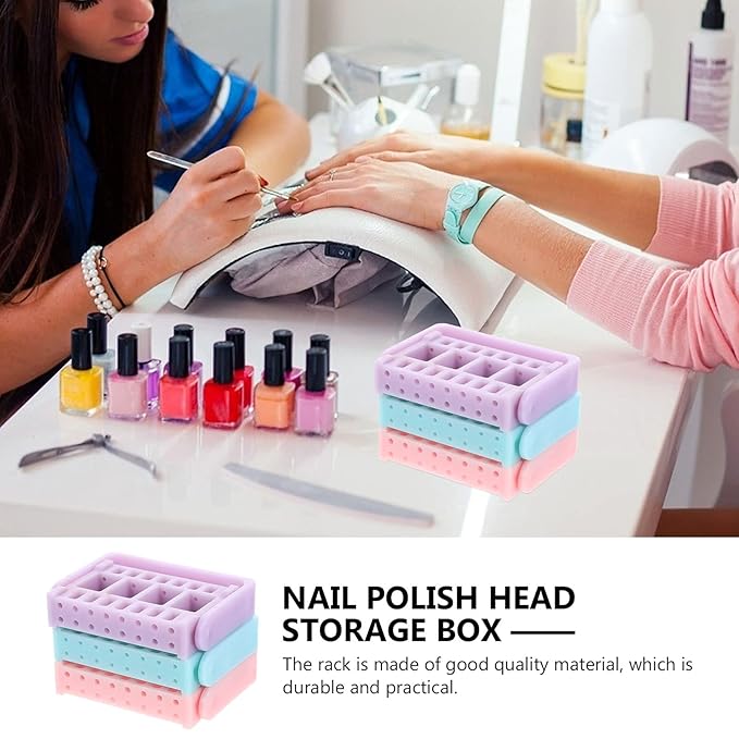 Lurrose 3pcs 16 Holes Nail Art Drill Bit Holder Exhibition Stand Organizer Nail Art Display for Home Use or Nail Salon